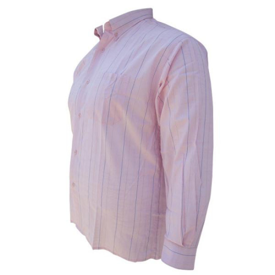 Πουκάμισο ριγέ μακρυμάνικο με τσέπη - .ΡΟΖ