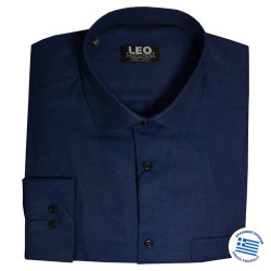 Πουκάμισο Oxford μακρυμάνικο με γιακά τύπου Rex, της Leo Collection - San Marino Blue