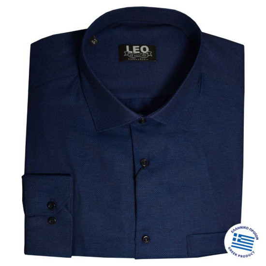Πουκάμισο Oxford μακρυμάνικο με γιακά τύπου Rex, της Leo Collection - San Marino Blue Πουκάμισο Oxford μακρυμάνικο με γιακά τύπου Rex, της Leo Collection - San Marino Blue