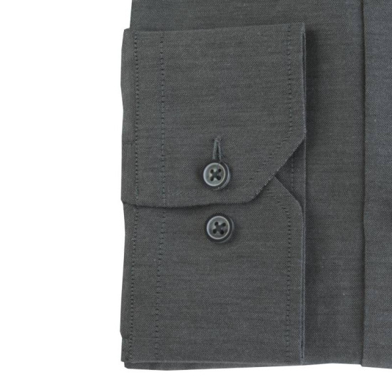 Πουκάμισο Petite Oxford μακρυμάνικο με γιακά τύπου Rex, της Leo Collection - Faded Grey