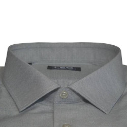 Πουκάμισο Fil-a-Fil μονόχρωμο γαλλικής ραφής & ελληνικής κατασκευής της Leo Collection - Faded Battleship Grey