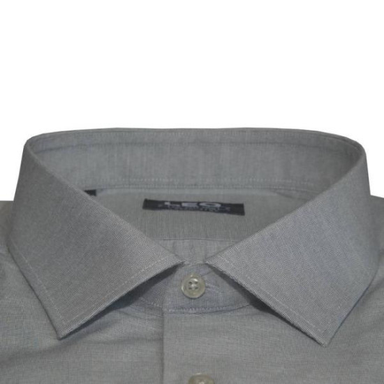 Πουκάμισο Fil-a-Fil μονόχρωμο γαλλικής ραφής & ελληνικής κατασκευής της Leo Collection - Faded Battleship Grey