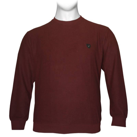 Μπλούζα λαιμόκοψη wool feel με δερμάτινο patch,της Leo Collection - Brandy Brown