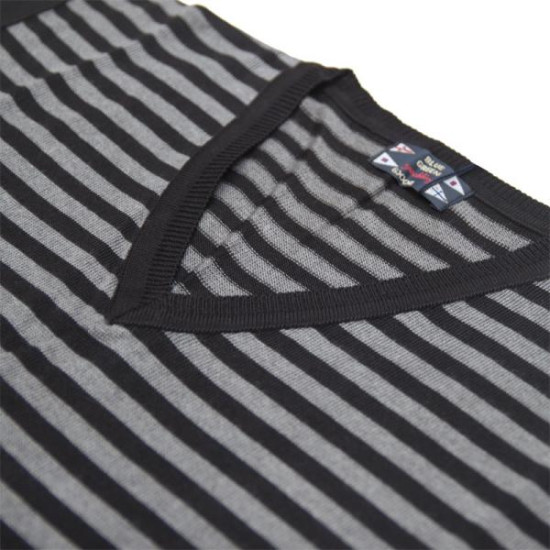 Καζάκα ριγέ μάλλινη με βε - ΜΑΥΡΟ/ΓΚΡΙ