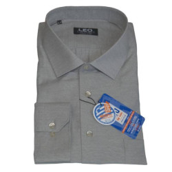 Πουκάμισο Fil-a-Fil μονόχρωμο γαλλικής ραφής & ελληνικής κατασκευής της Leo Collection - Faded Battleship Grey