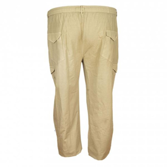 Καλοκαιρινή βαμβακερή παντελόνα μεσαίου καβάλου τυπου cargo με λάστιχο by L.T.G - Beige