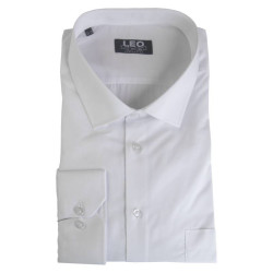 Πουκάμισο μονόχρωμο με rex γιακά και μακρύ μανίκι - White