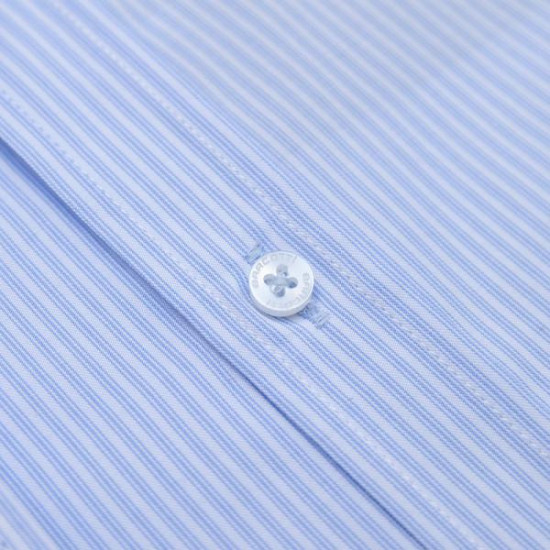 Πουκάμισο ριγέ μακρυμάνικο με τσέπη - Light Blue/White