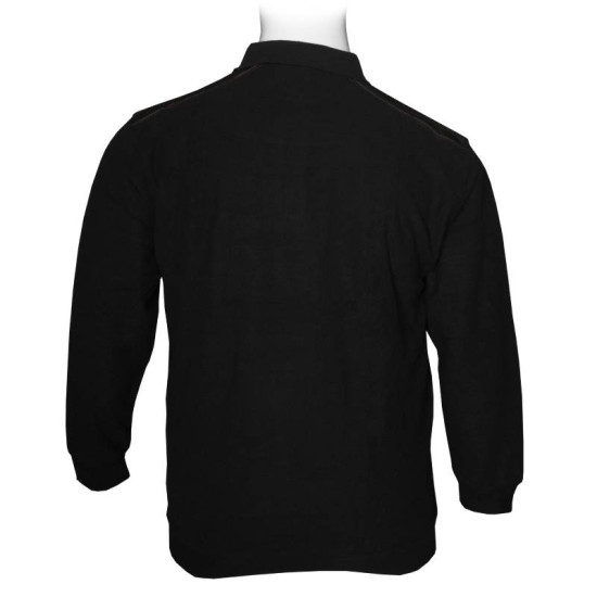 Βαμβακερό polo wool feel με τσέπη στο στήθος - Black