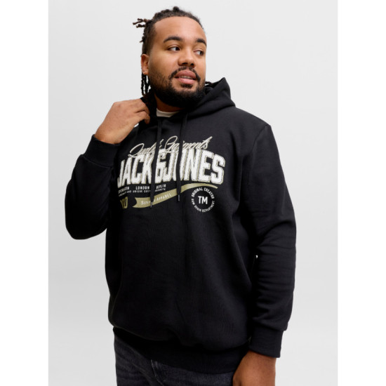 Hoodie φούτερ με μεταξοτυπία Logo Sweat Hood Jack & Jones +Fit - Black Hoodie φούτερ με μεταξοτυπία Logo Sweat Hood Jack & Jones +Fit - Black
