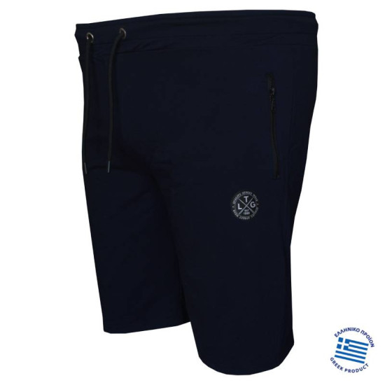 Βερμούδα jersey pennie με patch και φερμουάρ στις τσέπες,της Leo Collection - NAVY BLUE