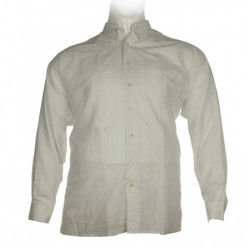 Πουκάμισο μονόχρωμο υφαντό με μακρύ μανίκι - White