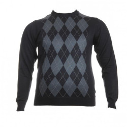 Πλεκτή μάλλινη μπλούζα με ρομβικό σχέδιο - Μπλε/Ραφ