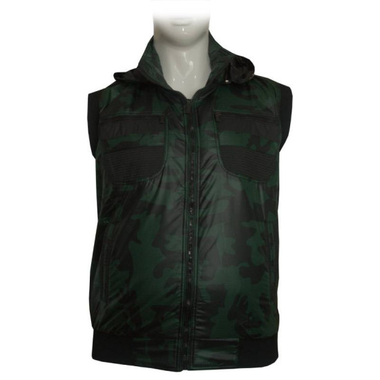 Γιλεκο καπιτονε αντιανεμικο παραλλαγής με κουκούλα - Forest Green