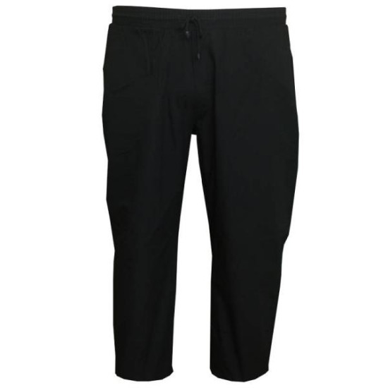 Καπαρτινέ καλοκαιρινή παντελόνα με λάστιχο στην μέση - ΜΑΥΡΟ