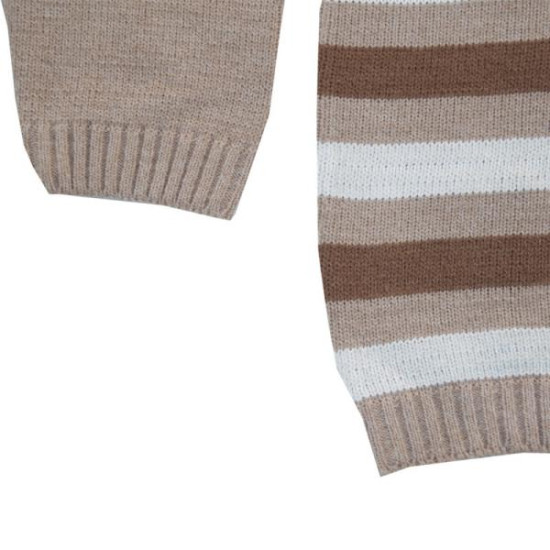 πλεκτή λαιμόκοψη με φαρδιά ρίγα - Μπεζ/Καμηλό/Καφέ