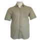 Λινό κοντομάνικο πουκάμισο μονόχρωμο,by Leo Collection - ΧΑΚΙ