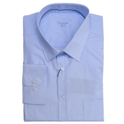 Πουκάμισο ριγέ μακρυμάνικο με τσέπη - Light Blue/White