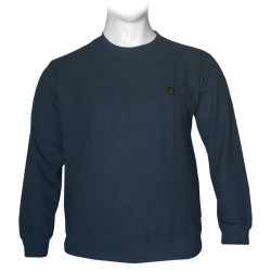 Μπλούζα λαιμόκοψη wool feel με δερμάτινο patch,της Leo Collection - Navy Blazer