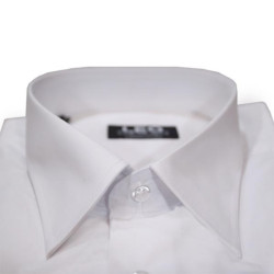 Πουκάμισο μονόχρωμο με μακρύ μανίκι - ΛΕΥΚΟ