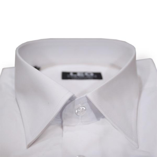 Πουκάμισο μονόχρωμο με μακρύ μανίκι - ΛΕΥΚΟ