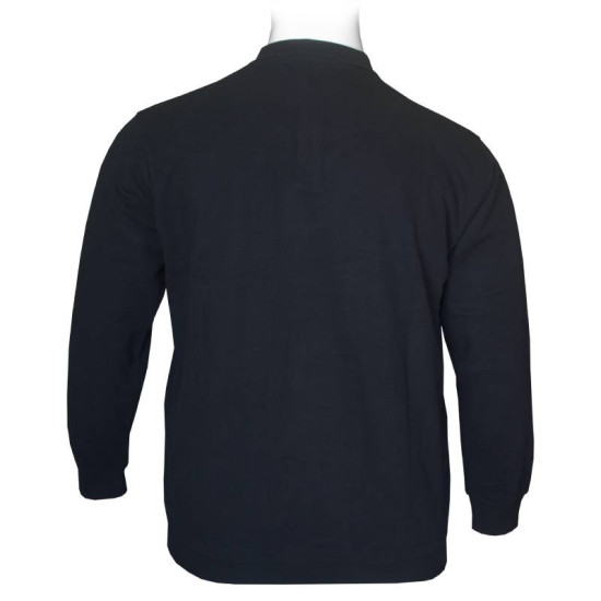 Βαμβακερή μπλούζα Polo wool feel της Leo Collection, με τσέπη στο στήθος - Dark Blue