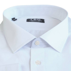 Πουκάμισο μονόχρωμο με rex γιακά και μακρύ μανίκι - ΛΕΥΚΟ