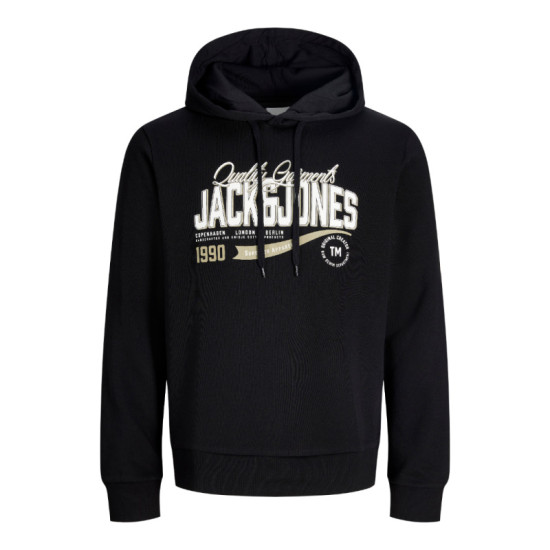 Hoodie φούτερ με μεταξοτυπία Logo Sweat Hood Jack & Jones +Fit - Black Hoodie φούτερ με μεταξοτυπία Logo Sweat Hood Jack & Jones +Fit - Black