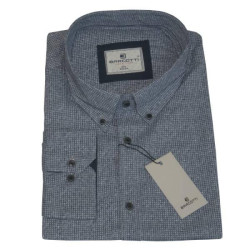 King size ελαστικό μακρυμάνικο πουκάμισο με μικροσχέδιο - Lucky Point Blue/Grey