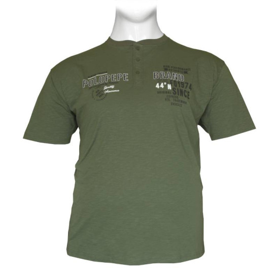 T-shirt button ve βαμβακερό με στάμπα by LTG - Khaki