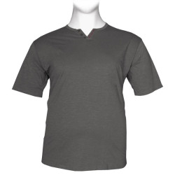 Βαμβακερό t-shirt φλάμα μονόχρωμο τύπου button ve - Ultimate Grey