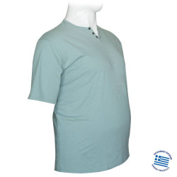 Βαμβακερό t-shirt φλάμα μονόχρωμο τύπου button ve,by LTG - Jungle Mist