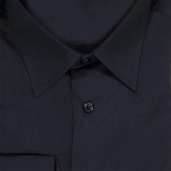 Πουκάμισο μονόχρωμο με rex γιακά και μακρύ μανίκι - Black