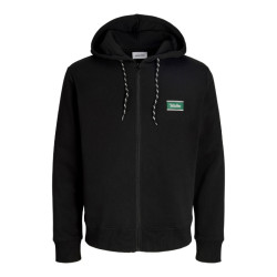 Ζακέτα φούτερ Buster Sweat Zip Hood με μεταξοτυπία,by Jack & Jones +Fit - Black