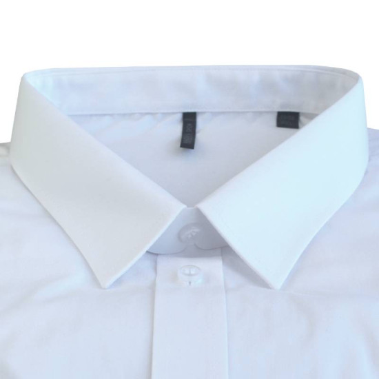 Πουκάμισο ποπλίνα μονόχρωμο με μακρύ μανίκι - ΛΕΥΚΟ