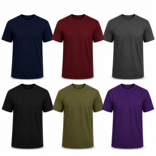 6Pack T-shirt Προσφορά 3+3 - Black,Charcoal,Military Green,Dark Navy,Maroon,Purple