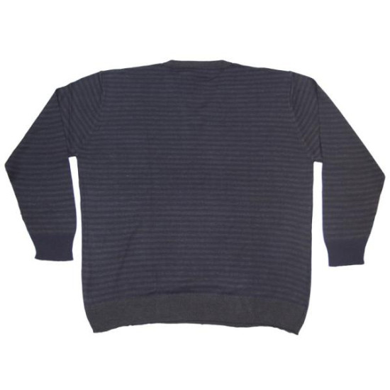 Πλεκτή μπλούζα με βε και ρίγα - ΓΚΡΙ/ΜΠΛΕ