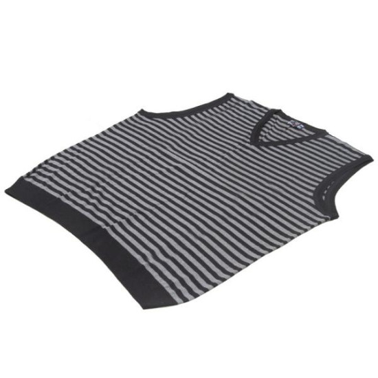 Καζάκα ριγέ μάλλινη με βε - ΜΑΥΡΟ/ΓΚΡΙ