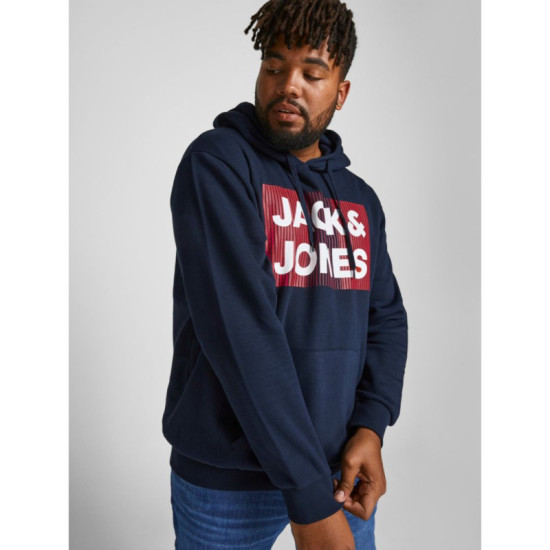 Hoodie φούτερ με μεταξοτυπία Jack & Jones +Fit - Navy Blazer Hoodie φούτερ με μεταξοτυπία Jack & Jones +Fit - Navy Blazer