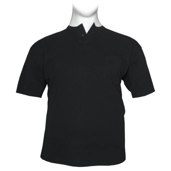 Βαμβακερό μακό μπλουζάκι button ve - Black Rock