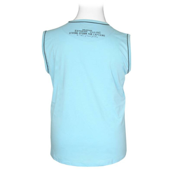 Αμάνικο από 100% βαμβακερό μακό pennie  με μεταξοτυπία by Leo collection - Cornflower Blue