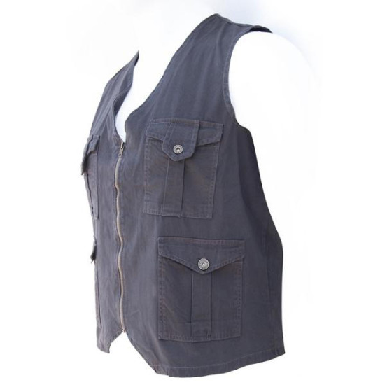 Γιλέκο δημοσιογραφικό καπαρτινέ βαμβακερό - Anthracite