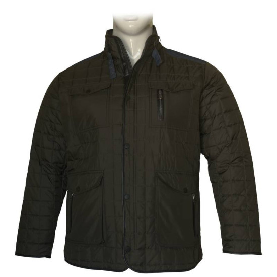 Καπιτονέ Jacket με Denim λεπτομέρειες - Dark Olive Green