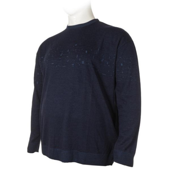 Βαμβακερό jacquard πλεκτό πουλόβερ της Leo Collection - Midnight Sax Blue