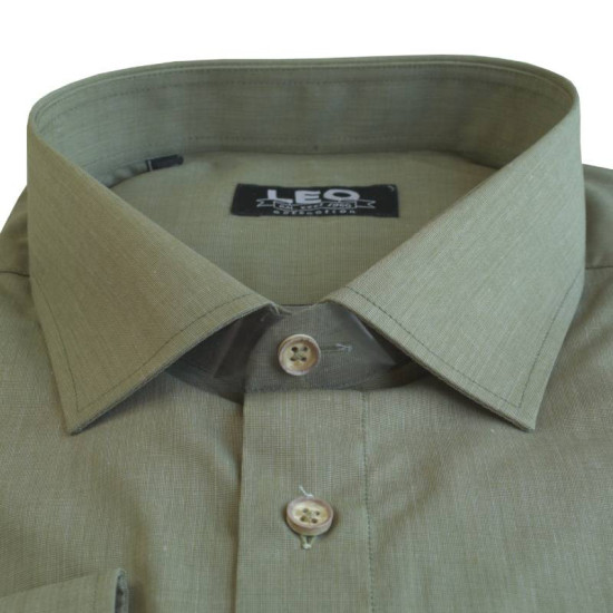 Πουκάμισο Fil-a-Fil μονόχρωμο γαλλικής ραφής & ελληνικής κατασκευής της Leo Collection - Cotton Seed