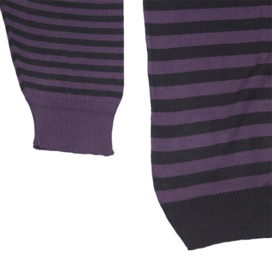 Πλεκτή μπλούζα με βε και ρίγα - ΜΑΥΡΟ/ΜΩΒ