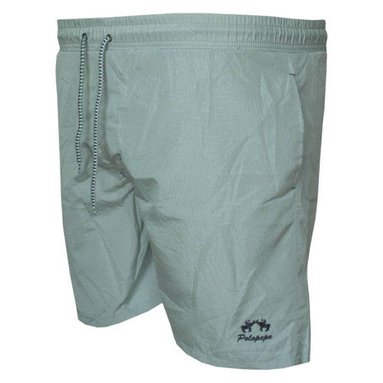 Βερμούδα μαγιό γκοφρέ σχεδιαστό με κέντημα - Chalky Mint