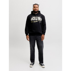Hoodie φούτερ με μεταξοτυπία Logo Sweat Hood Jack & Jones +Fit - Black Hoodie φούτερ με μεταξοτυπία Logo Sweat Hood Jack & Jones +Fit - Black