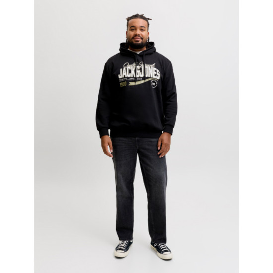 Hoodie φούτερ με μεταξοτυπία Logo Sweat Hood Jack & Jones +Fit - Black Hoodie φούτερ με μεταξοτυπία Logo Sweat Hood Jack & Jones +Fit - Black