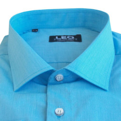 Πουκάμισο Fil-a-Fil μονόχρωμο γαλλικής ραφής & ελληνικής κατασκευής της Leo Collection - Malibu Turquoise